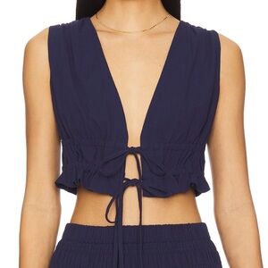 Jadey Navy Blue Crop Top
